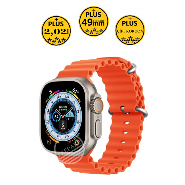 Watch 8 Ultra Plus Pro 49mm 2,02inç Çift Kordon Nfc Konuşma Özellikli Ios Android Uyumlu Akıllı Saat