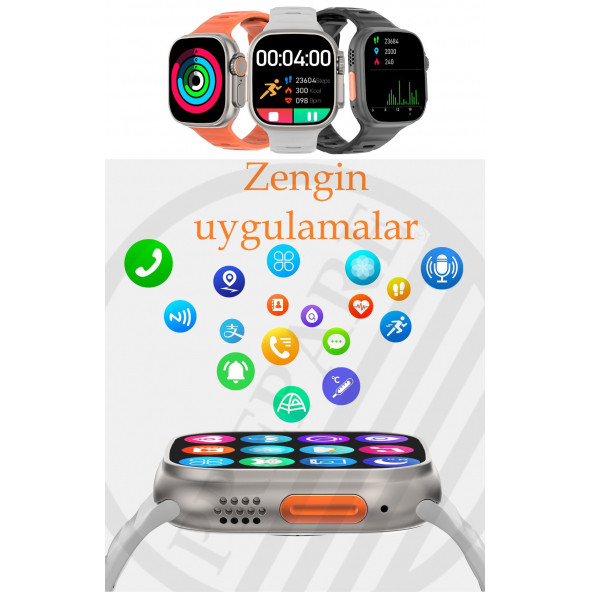 Watch 8 Ultra Plus Pro 49mm 2,02inç Çift Kordon Nfc Konuşma Özellikli Ios Android Uyumlu Akıllı Saat - 8