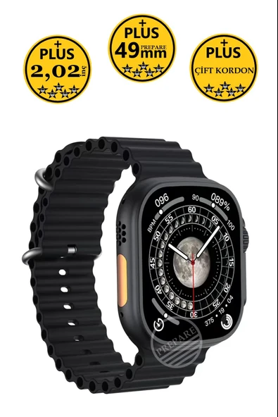 Watch 8 Ultra Plus Pro 49mm 2,02inç Çift Kordon NFC Konuşma Özellikli Ios Android Uyumlu Akıllı Saat
