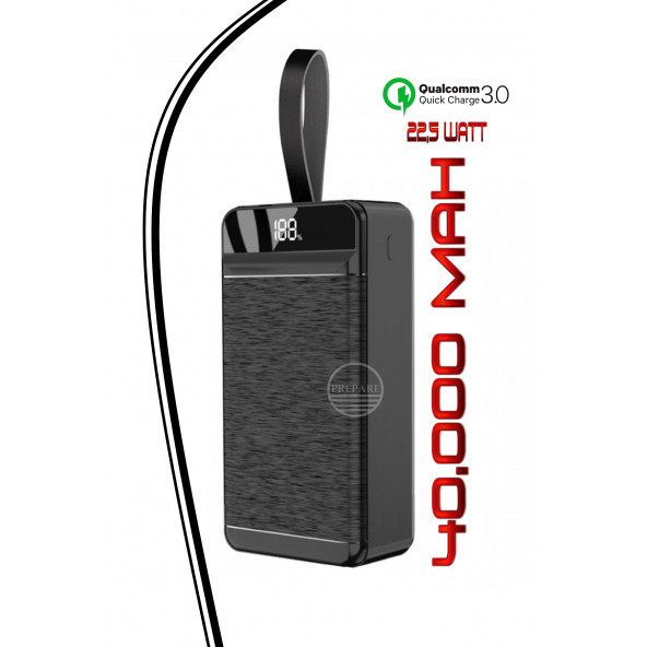 40.000 mAh Powerbank PD 22,5w 3.0 Qualcomm Hızlı Şarj Dijital Göstergeli LED Aydınlatma Özellikli - 2