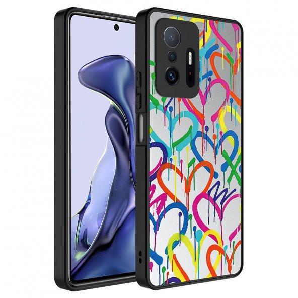Pilanix Xiaomi Mi 11T Pro Kılıf Aynalı Desenli Parlak Mirror Kapak Kırmızı