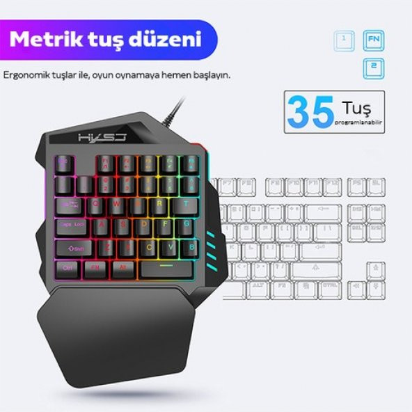 Hxsj V100+ A869 Gaming 7200 Dpı 7 Rgb Işıklı Oyuncu Klavye+Oyuncu Mouse - 5