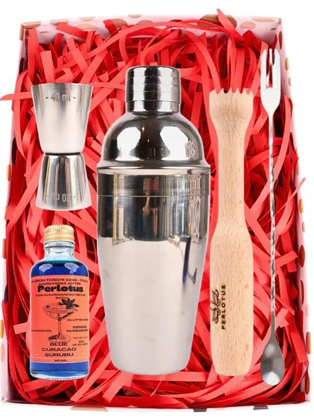 Kokteyl Shaker Jigger Mojito Tokmak Bar Kaşığı Kokteyl Tarifleri Seti Blue Curacao