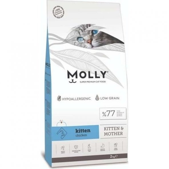 Molly Düşük Tahıllı Hipoalerjenik Tavuklu Kitten Yavru Kedi Maması 2 kg