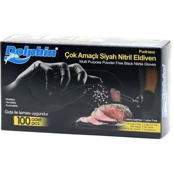 DOLPHİN SİYAH NİTRİL ELDİVEN SBEDEN 10 PAKET 100 ADET