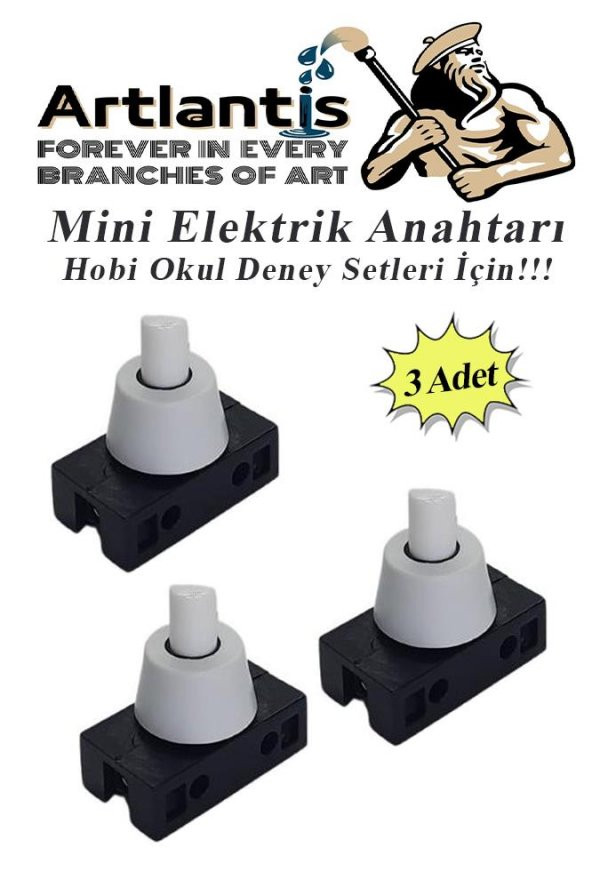 Mini Anahtar Arapuar Çıtçıt Anahtar 3 Adet Elektrik Devresi İçin Açma Kapama Düğmesi On / Off Siyah Beyaz Anahtar - 1
