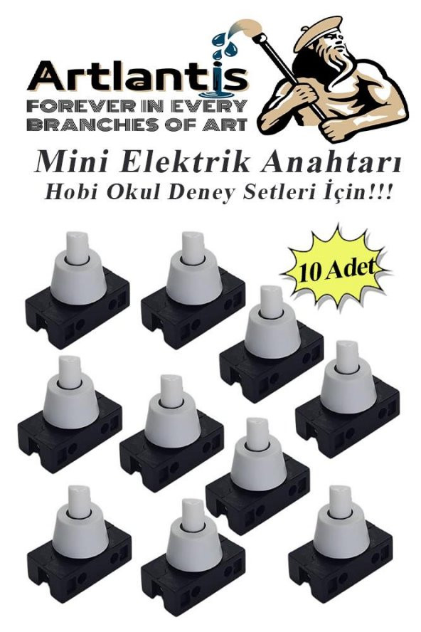 Mini Anahtar Arapuar Çıtçıt Anahtar 10 Adet Elektrik Devresi İçin Açma Kapama Düğmesi On / Off Siyah Beyaz Anahtar - 1
