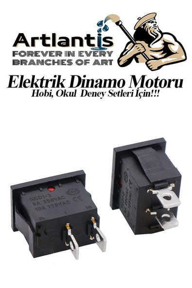 Mini Anahtar Arapuar Çıtçıt Anahtar 3 Adet Elektrik Devresi İçin Açma Kapama Düğmesi On / Off Kırmızı Siyah Anahtar - 3