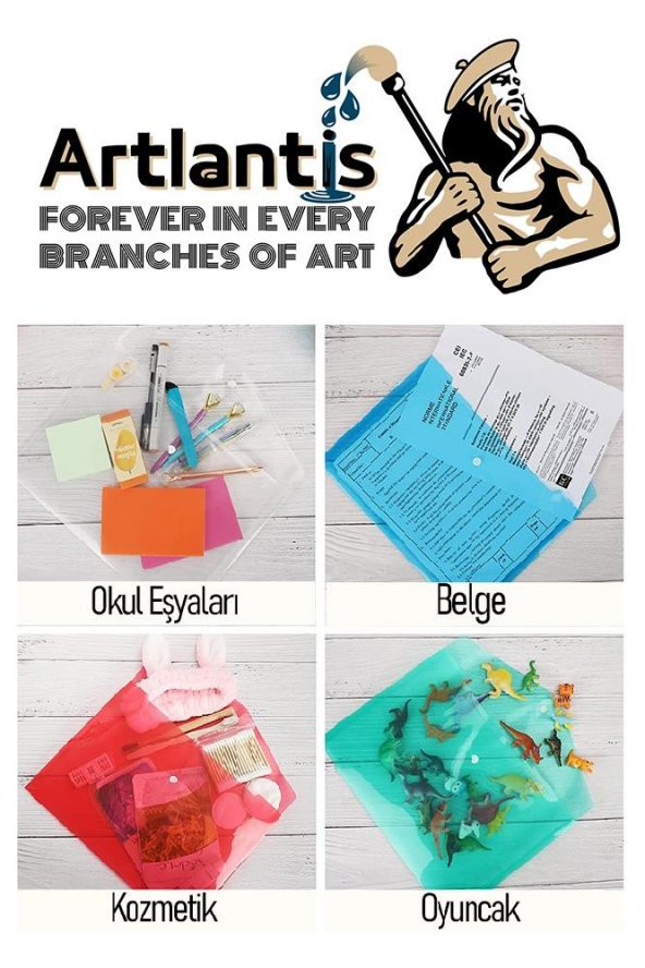 A3 Çıtçıtlı Dosya Mavi 1 Adet A-3 Çıt çıtlı Zarf Dosya Transparan 47x33.5 cm Büyük Boy Çıtçıtlı Dosya - 6