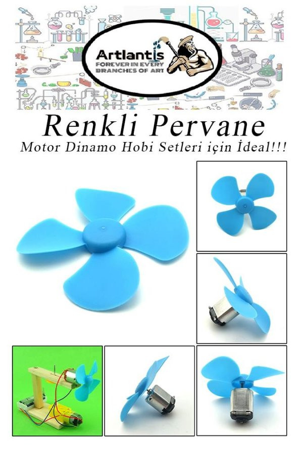 Deney Pervanesi Renkli 10 Adet Dc Motor Dinamo Uyumlu Pervane 3 Kanatlı Pervane Deney Eğitim Pervanesi - 4