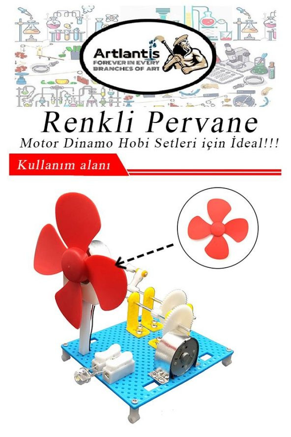 Deney Pervanesi Renkli 10 Adet Dc Motor Dinamo Uyumlu Pervane 3 Kanatlı Pervane Deney Eğitim Pervanesi - 6