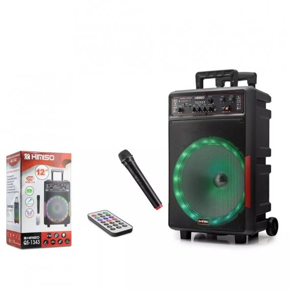 Kımıso QS1343 12Taşınabilir Karaoke Kablosuz BluetoothHoparlör