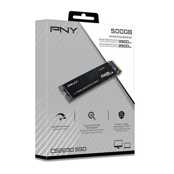 PNY CS2230 500 GB 3300/2500 NVMe PCIe M.2 SSD (M280CS2230-500-RB) - 3