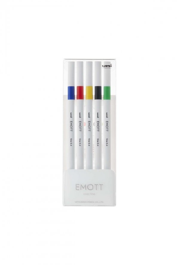 Uni Emott 0.4 Fine Akrilik Uçlu Kalem 5li Canlı Renk