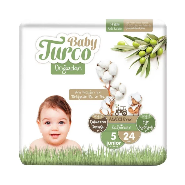 Baby Turco Doğadan 5 Numara Junior 24lü Bebek Bezi