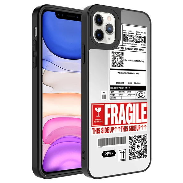 Apple iPhone 11 Pro Max Kılıf Aynalı Desenli Kamera Korumalı Parlak Zore Mirror Kapak  Fragile