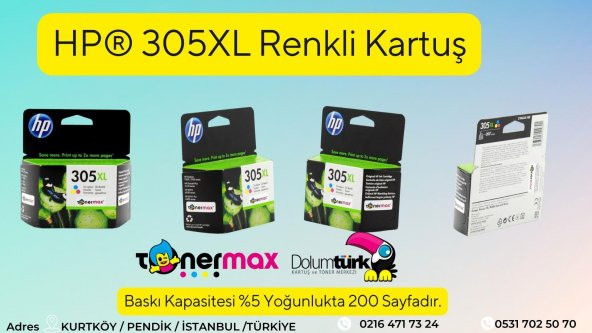 Hp Deskjet 2720 Orjinal Kartuş / Hp 305XL Avantaj Paket Siyah ve Renkli Kartuş - 4