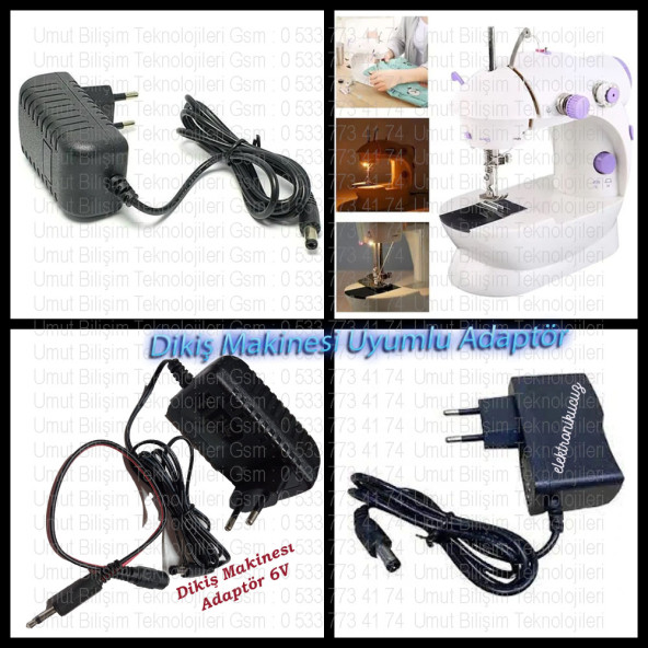 Mini El Dikiş Makinesi Adaptörü 6 Volt Adaptör - El Dikiş Makinesi Adaptörü 6V - 6Volt Adaptör