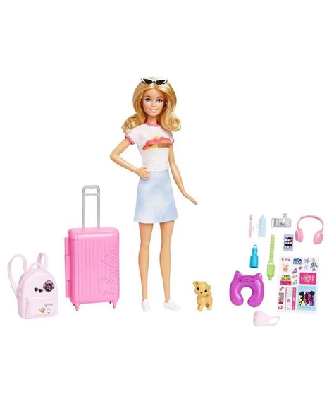 Barbie Seyahatte Bebeği ve Aksesuarları HJY18 - 2