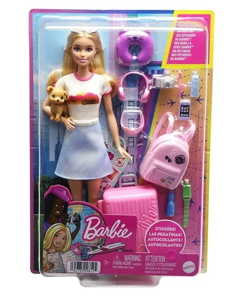Barbie Seyahatte Bebeği ve Aksesuarları HJY18