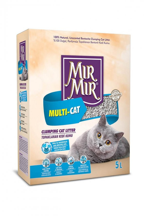 Mırmır Bentonit Multicat Kedi Kumu 5 Lt