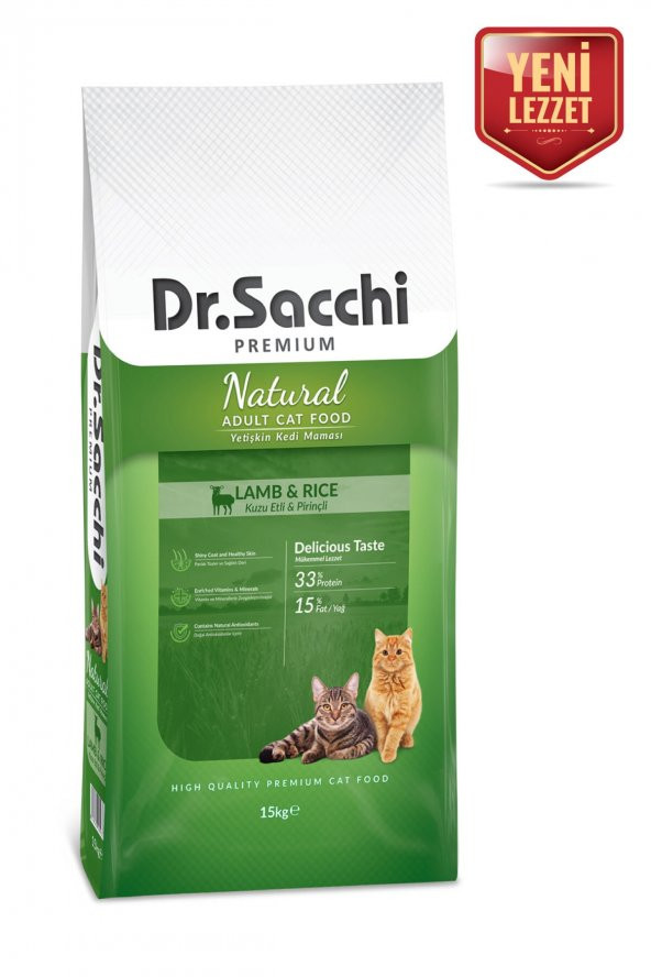 Dr Sacchi Premium Natural Lamb&rice Yetişkin Kedi Maması 15 Kg