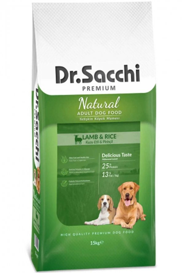 Dr Sachhi Kuzu Etli Ve Pirinçli Yetişkin Köpek Maması 15 kg