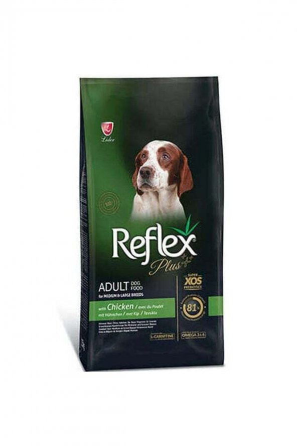 Reflex Plus Adult Orta Ve Büyük Irk Tavuklu Yetişkin Köpek Maması 15 kg