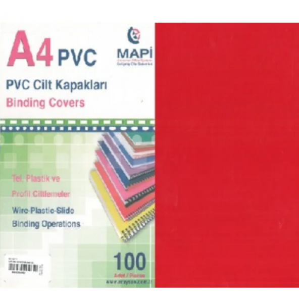 Mapi Cilt Kapağı A-4 100 Adet kırmızı