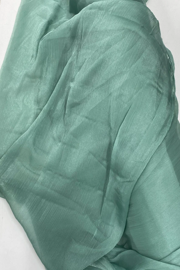 nefertiya Abiye Elbiselik Işıltılı Tül Cam Organze Kumaş Mint Yeşili