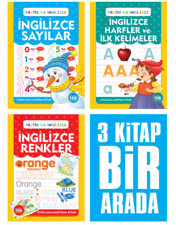 Halk Kitabevi İngilizce Harfler Sayılar ve Renkler Seti (3 Kitap Takım)