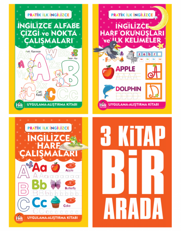 Halk Kitabevi İngilizce Etkinlikler ve Harf Çalışmaları Seti (3 Kitap Takım)