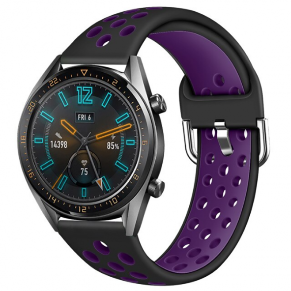 Huawei Watch GT2 Pro / GT2 46mm Uyumlu Delikli Silikon Kordon Nike Tasarım Spor Bileklik