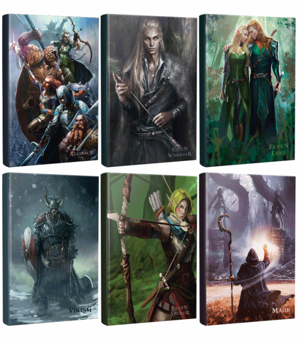 Halk Kitabevi Altılı Fantastik Defter Seti - Elven Warrior - Elven Love - Viking - Elven Archer - Mage - Alliance
