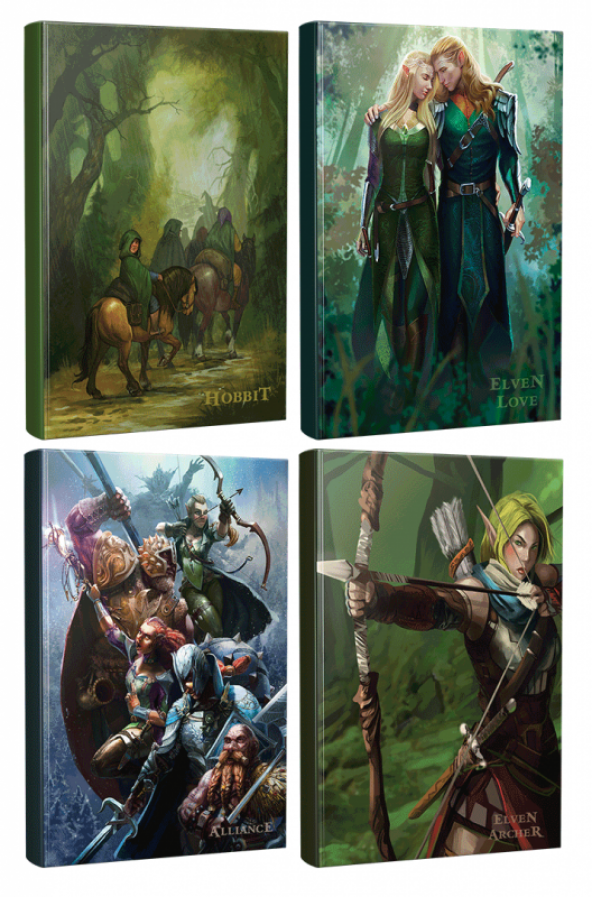 Halk Kitabevi Dörtlü Fantastik Defter Seti - Elven Love - Elven Archer - Alliance - Hobbit