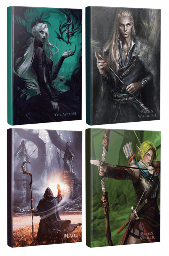 Halk Kitabevi Dörtlü Fantastik Defter Seti - Elven Warrior - Elven Archer - Mage - The Witch