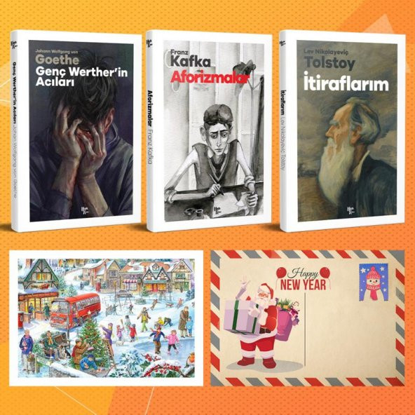 Halk Kitabevi Dünya Klasikleri Üçlü Set - Genç Wertherin Acıları - Aforizmalar - İtiraflarım ve Kartpostal