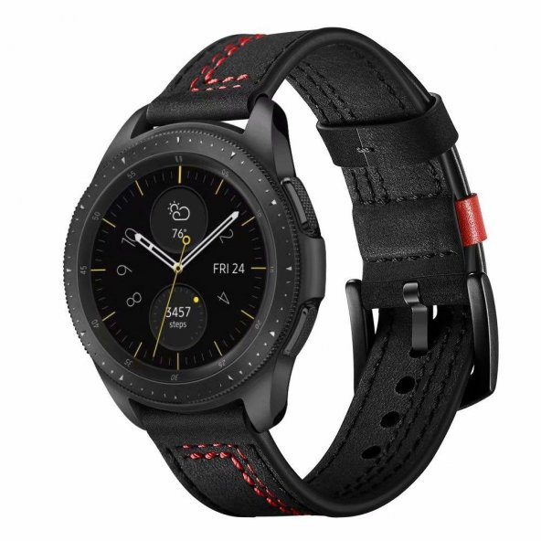 Galaxy Watch 5/5 Pro 40-44-45mm 20mm Uyumlu Deri Kordon Dikişli Dizayn Spor Tasarım Bileklik