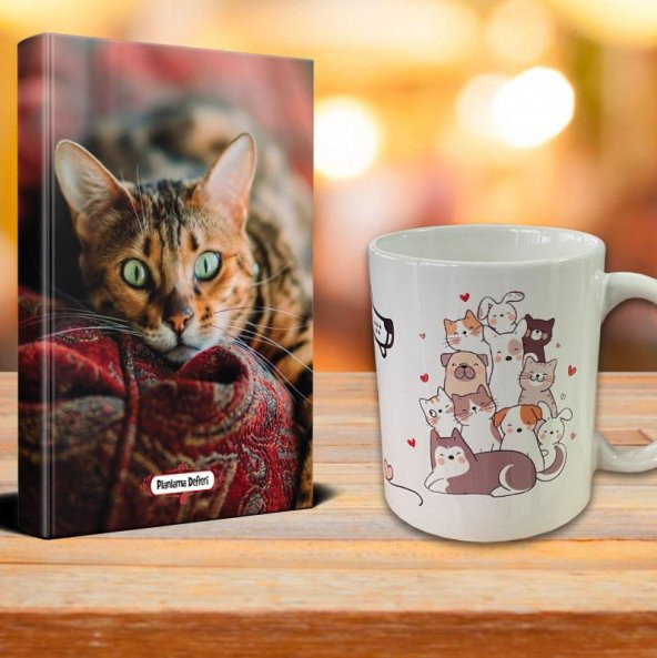 Halk Kitabevi Şaşkın Kedi Ajanda Mutlu Kediler Kupa Seti