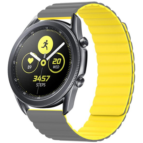 Huawei Watch 3/Watch 3 Pro Uyumlu Mıknatıslı Suni Deri Baklalı Tasarımlı Çift Renkli Kordon