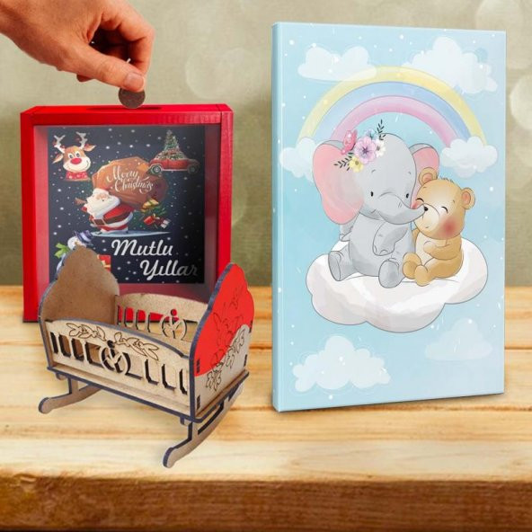 Halk Kitabevi Elephant Teddy Defter-Maket ve Mutlu Yıllar Cam Kumbara