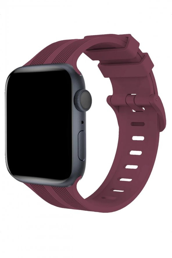Apple Watch Seri 2/3/4/5/6/7/8/Se/Ultra Şerit Tasarımlı Silikon Kordon 42-44-45-49 Mm Uyumlu