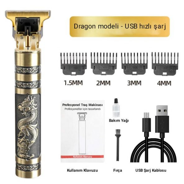 Halk Kitabevi USB Şarjlı Vintage T9 Traş Makinesı - 4