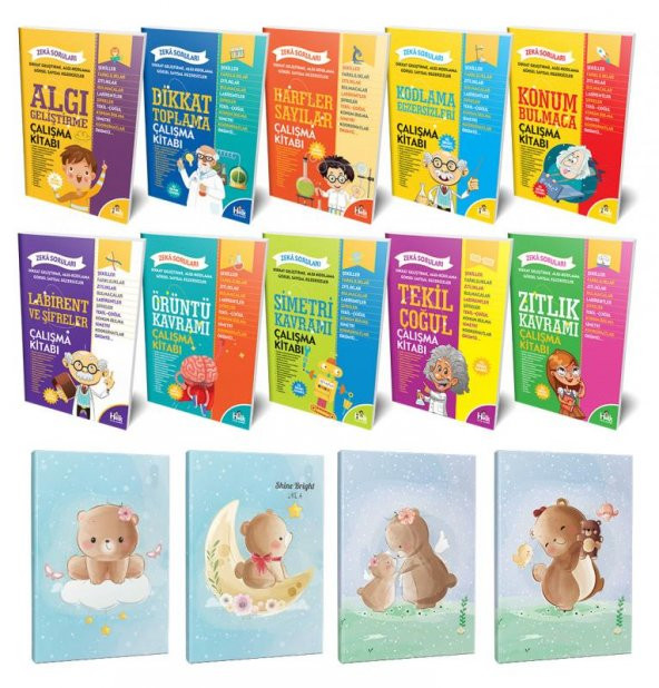 Halk Kitabevi Zeka Soruları 10lu Kitap Seti ve 4 Defter -7