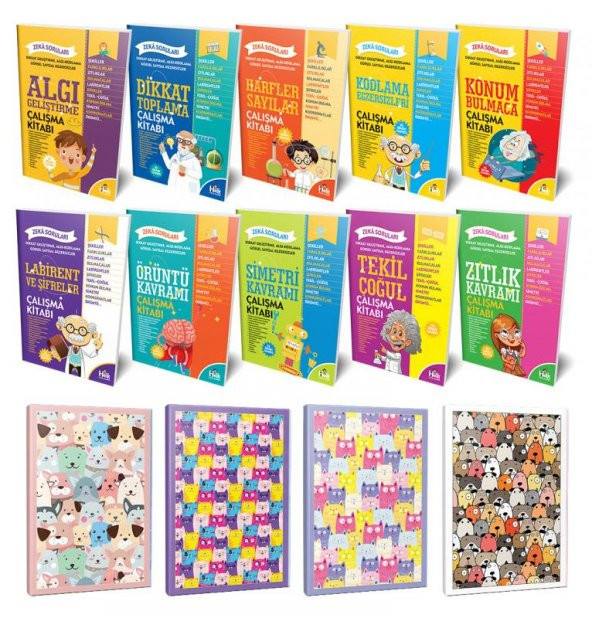 Halk Kitabevi Zeka Soruları 10lu Kitap Seti ve 4 Defter -5