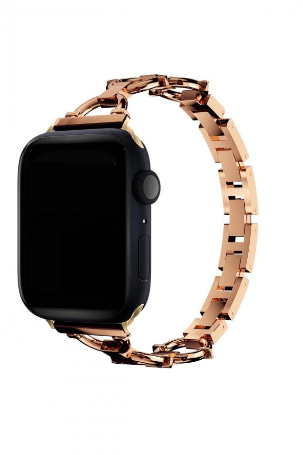 Apple Watch Seri 2/3/4/5/6/7/8/Se Metal Paslanmaz Halkalı Klipsli Kordon 38-40-41 Mm Uyumlu