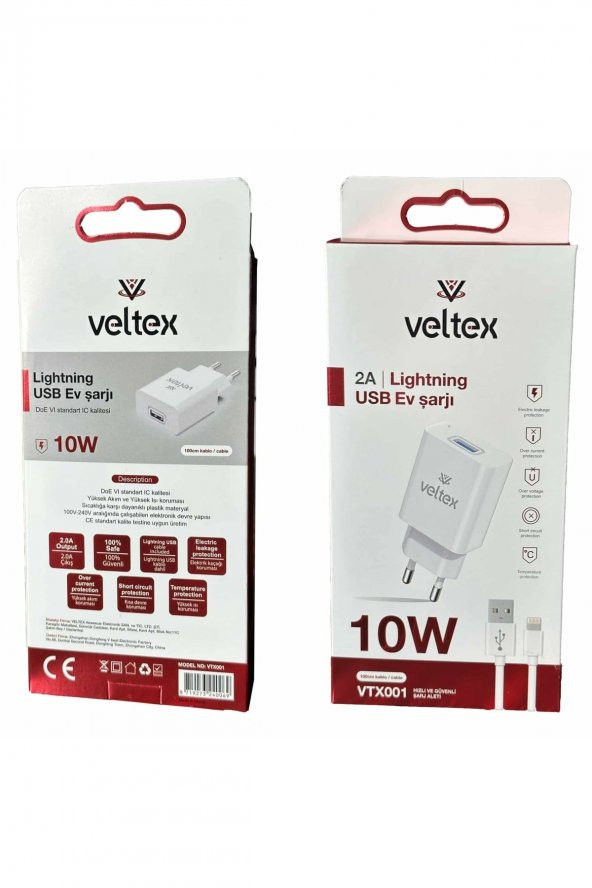 İPHONE UYUMLU 10w 2a (iphone) Şarj Aleti Veltex Vtx001