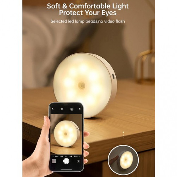 Kablosuz LED Cabinet Şarjlı Sensörlü Gece LED Lambası Sarı Beyaz B79 - 2