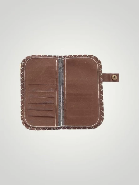 Vegan Deri Tasarım Cüzdan - Bordo Renkli - Boyutları 19/10 - 3