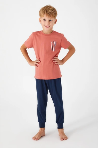 Roly Poly 3019 Garson Afterwave Erkek Çocuk Kısa Kol Pijama Takım
